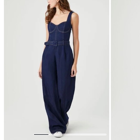 Belted Bustier Denim Jumpsuit - Picture 6 of 6